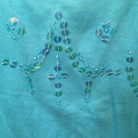 Blue sequined ie relaxed tank top - Picture 2 of 3